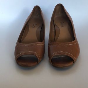 Bass amber open toe slip on wedge